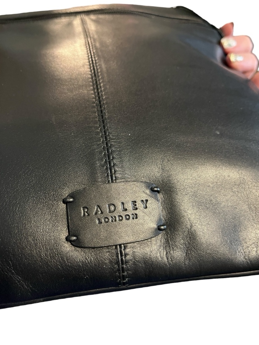 Radley London Black Leather Pocket Bag with Front Pocket and Original Hang Tag - Picture 9 of 11
